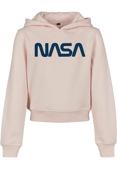 NASA детски cropped суитшърт с качулка, розов