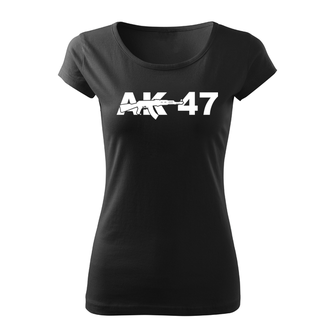 DRAGOWA дамска тениска с къс ръкав, АК47, черна, 150г/м2
