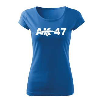 DRAGOWA дамска тениска с къс ръкав, АК47, синя, 150г/м2