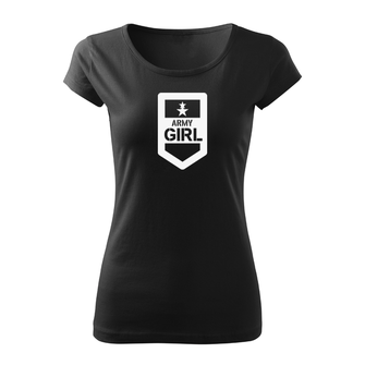 DRAGOWA дамска тениска с къс ръкав, Army Girl, черна, 150г/м2