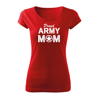 DRAGOWA дамска тениска с къс ръкав, Army Mom, червена, 150г/м2