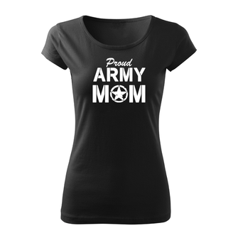 DRAGOWA дамска тениска с къс ръкав, Army Mom, черна, 150г/м2
