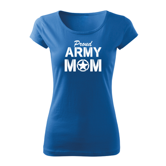 DRAGOWA дамска тениска с къс ръкав, Army Mom, синя, 150г/м2
