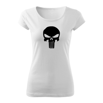 DRAGOWA дамска тениска с къс ръкав, Punisher, бяла, 150г/м2