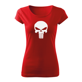 DRAGOWA дамска тениска с къс ръкав, Punisher, червена, 150г/м2