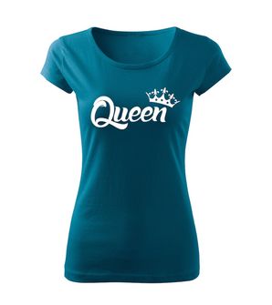 DRAGOWA дамска тениска с къс ръкав,Queen, петролено синя, 150г/м2