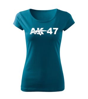 DRAGOWA дамска тениска, AK47, петролено синя, 150г/м2