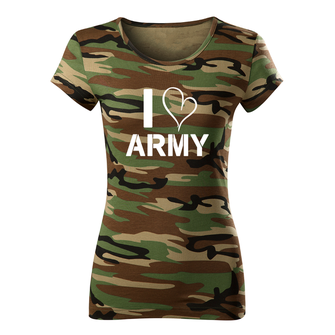 DRAGOWA дамска тениска I Love Army, камуфлаж, 150г/м2