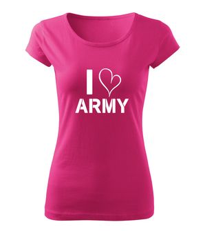 DRAGOWA дамска тениска, I Love Army, розова, 150г/м2