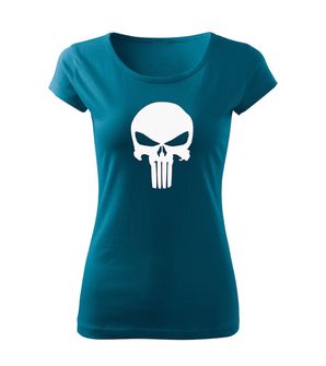 DRAGOWA дамска тениска, Punisher, петролено синя, 150г/м2