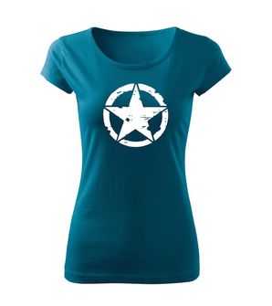 DRAGOWA дамска тениска, Звезда, петролено синя, 150г/м2