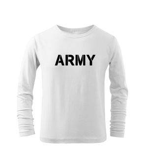 DRAGOWA детска тениска с дълъг ръкав Army, бяла