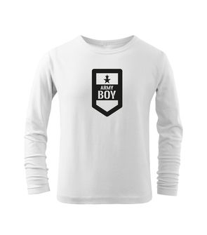 DRAGOWA детска тениска с дълъг ръкав Army Boy, бяла