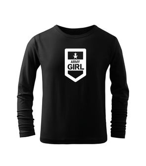 DRAGOWA детска тениска с дълъг ръкав Army Girl, черна