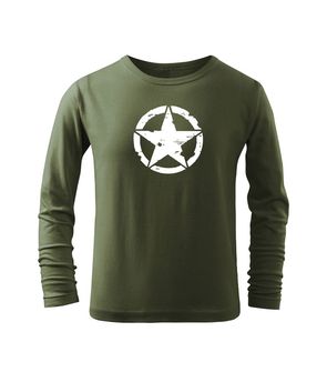 DRAGOWA детска тениска с дълъг ръкав, Звезда, маслиненозелена