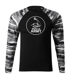 DRAGOWA FIT-T Тениска с дълъг ръкав Muscle Army Biceps, градски камуфлаж, 160 г/м2