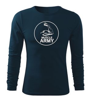 DRAGOWA FIT-T Тениска с дълъг ръкав Muscle Army Biceps, тъмносиня, 160 г/м2