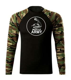 DRAGOWA FIT-T Тениска с дълъг ръкав Muscle Army Biceps, woodland, 160 г/м2