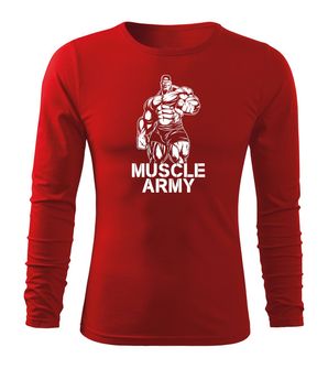 DRAGOWA FIT-T Тениска с дълъг ръкав Muscle Army Man, червена, 160 г/м2