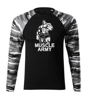 DRAGOWA FIT-T Тениска с дълъг ръкав Muscle Army Man, градски камуфлаж, 160 г/м2