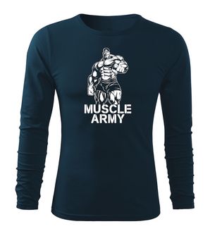 DRAGOWA FIT-T Тениска с дълъг ръкав Muscle Army Man, тъмносиня, 160 г/м2