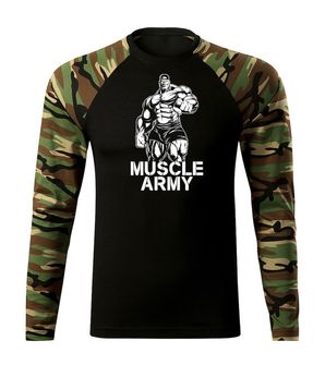 DRAGOWA FIT-T Тениска с дълъг ръкав Muscle Army Man, woodland, 160 г/м2