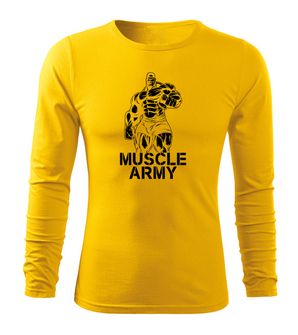 DRAGOWA FIT-T Тениска с дълъг ръкав Muscle Army Man, жълта, 160 г/м2