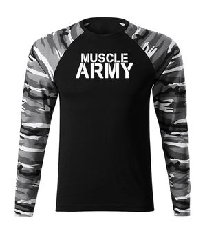 DRAGOWA FIT-T Тениска с дълъг ръкав Muscle Army, градски камуфлаж, 160 г/м2