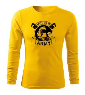 DRAGOWA FIT-T Тениска с дълъг ръкав Muscle Army Original, жълта, 160 г/м2
