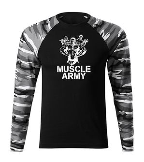 DRAGOWA FIT-T Тениска с дълъг ръкав Muscle Army Team, градски камуфлаж, 160 г/м2