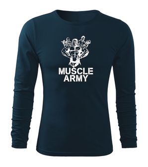 DRAGOWA FIT-T Тениска с дълъг ръкав Muscle Army Team, тъмносиня, 160 г/м2