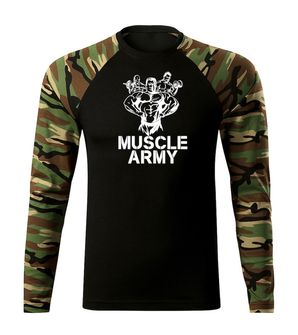 DRAGOWA FIT-T Тениска с дълъг ръкав Muscle Army Team, woodland, 160 г/м2