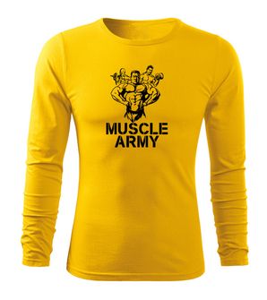 DRAGOWA FIT-T Тениска с дълъг ръкав Muscle Army Team, жълта, 160 г/м2
