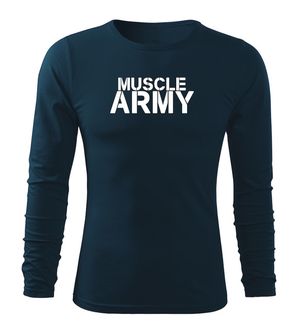 DRAGOWA FIT-T Тениска с дълъг ръкав Muscle Army, тъмносиня, 160 г/м2