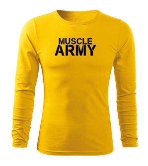 DRAGOWA FIT-T Тениска с дълъг ръкав Muscle Army, жълта, 160 г/м2