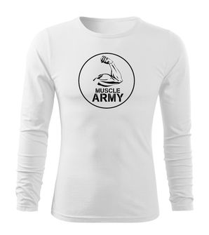 DRAGOWA FIT-T Тениска с дълъг ръкав Muscle Army Biceps, бяла, 160 г/м2