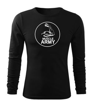 DRAGOWA FIT-T Тениска с дълъг ръкав Muscle Army Biceps, черна, 160 г/м2