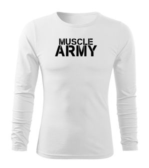 DRAGOWA FIT-T Тениска с дълъг ръкав Muscle Army, бяла, 160 г/м2