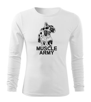 DRAGOWA FIT-T Тениска с дълъг ръкав Muscle Army Man, бяла, 160 г/м2