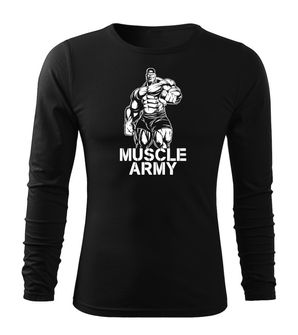 DRAGOWA FIT-T Тениска с дълъг ръкав Muscle Army Man, черна, 160 г/м2