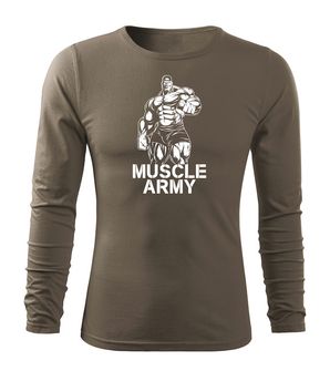 DRAGOWA FIT-T Тениска с дълъг ръкав Muscle Army Man, маслиненозелена, 160 г/м2