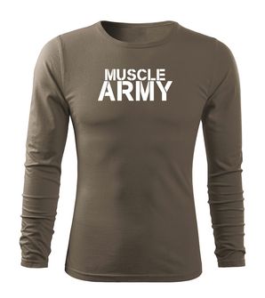 DRAGOWA FIT-T Тениска с дълъг ръкав Muscle Army, маслиненозелена, 160 г/м2