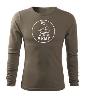 DRAGOWA FIT-T Тениска с дълъг ръкав Muscle Army Biceps, маслиненозелена, 160 г/м2