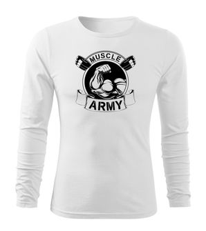 DRAGOWA FIT-T Тениска с дълъг ръкав Muscle Army Original, бяла, 160 г/м2