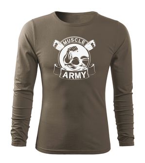DRAGOWA FIT-T Тениска с дълъг ръкав Muscle Army Original, маслиненозелена, 160 г/м2