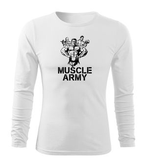 DRAGOWA FIT-T Тениска с дълъг ръкав Muscle Army Team, бяла, 160 г/м2