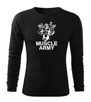DRAGOWA FIT-T Тениска с дълъг ръкав Muscle Army Team, черна, 160 г/м2