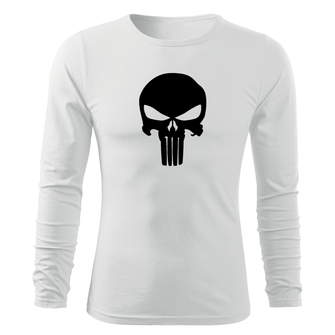 DRAGOWA FIT-T Тениска с дълъг ръкав Punisher, бяла, 160 г/м2