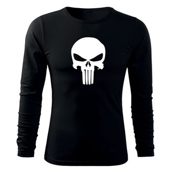 DRAGOWA FIT-T Тениска с дълъг ръкав Punisher, черна, 160 г/м2