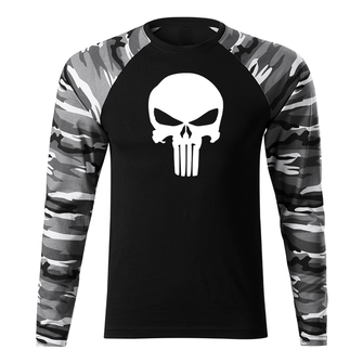 DRAGOWA FIT-T Тениска с дълъг ръкав Punisher, градски камуфлаж, 160 г/м2
